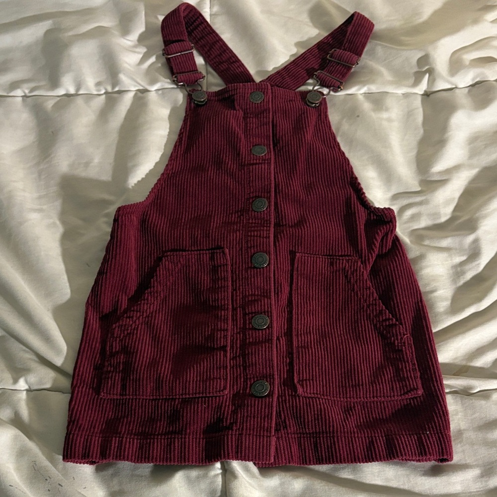 Hippie Girl Kids Burgundy Corduroy Overalls Dress